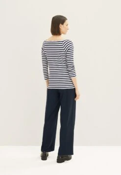 Tom Tailor Gestreiftes Mit Karree Ausschnitt - Longsleeve - Navy Offwhite Stripe -Tom Tailor Winkel a6d074b6ecc649f4b0f6f8638fd50380