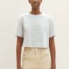 TOM TAILOR Denim Cropped - T-Shirt Print - Mid Blue Sand Stripe -Tom Tailor Winkel a73b3c8e290c497ab5d53ee1ca0b1fe5