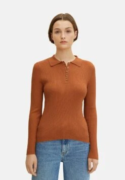 TOM TAILOR Denim Strukturierter- Poloshirt - Rusty Amber