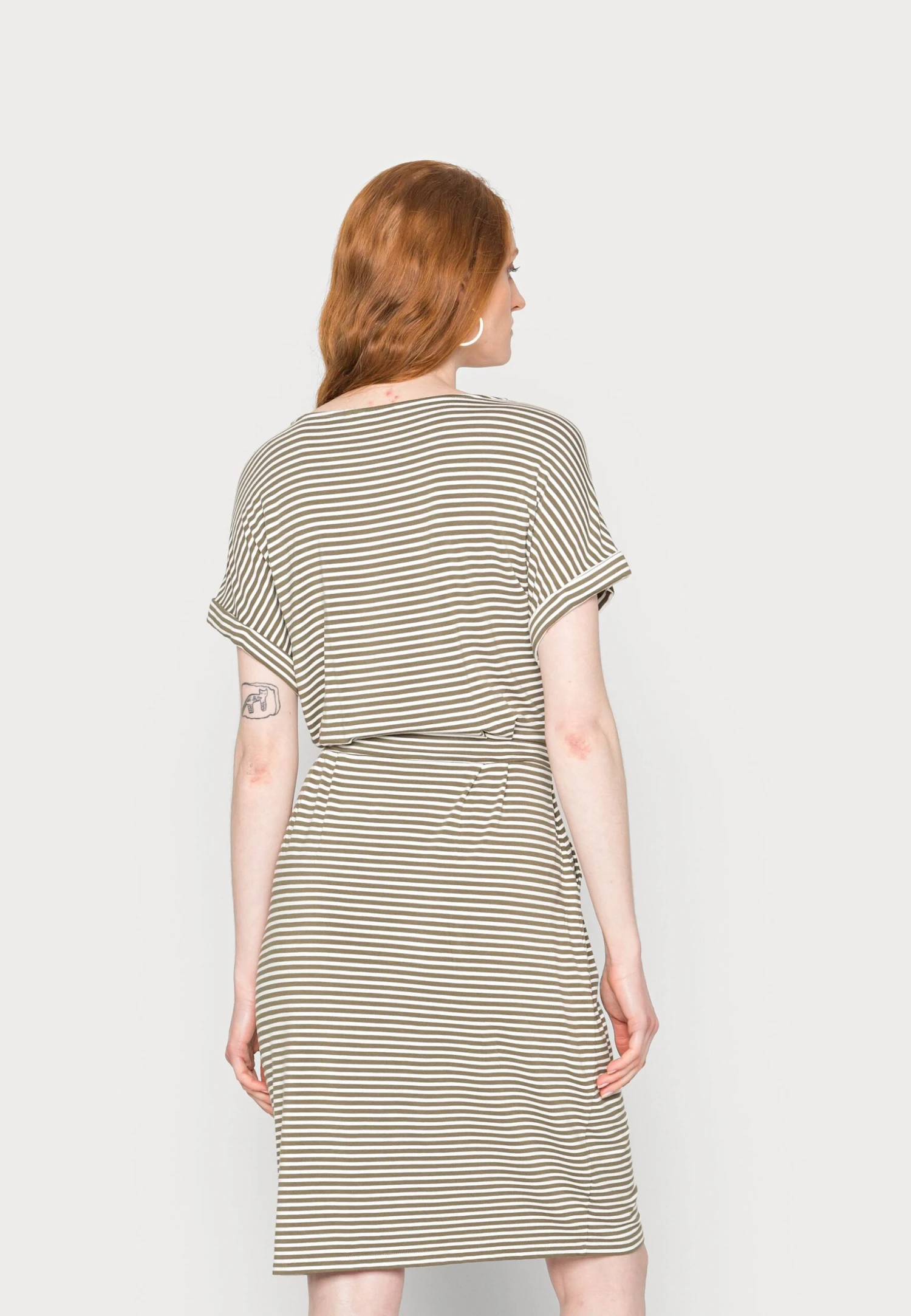 Tom Tailor Striped Dress - Jurk - Olive Offwhite 5 Tom Tailor Striped Dress - Jurk - Olive Offwhite - Afbeelding 3