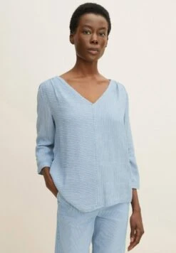 Tom Tailor Blouse - Blue White Vertical Stripe