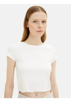 TOM TAILOR Denim Cropped - T-Shirt Basic - Gardenia White -Tom Tailor Winkel a877d621387a47f4a1b846460976d4c0