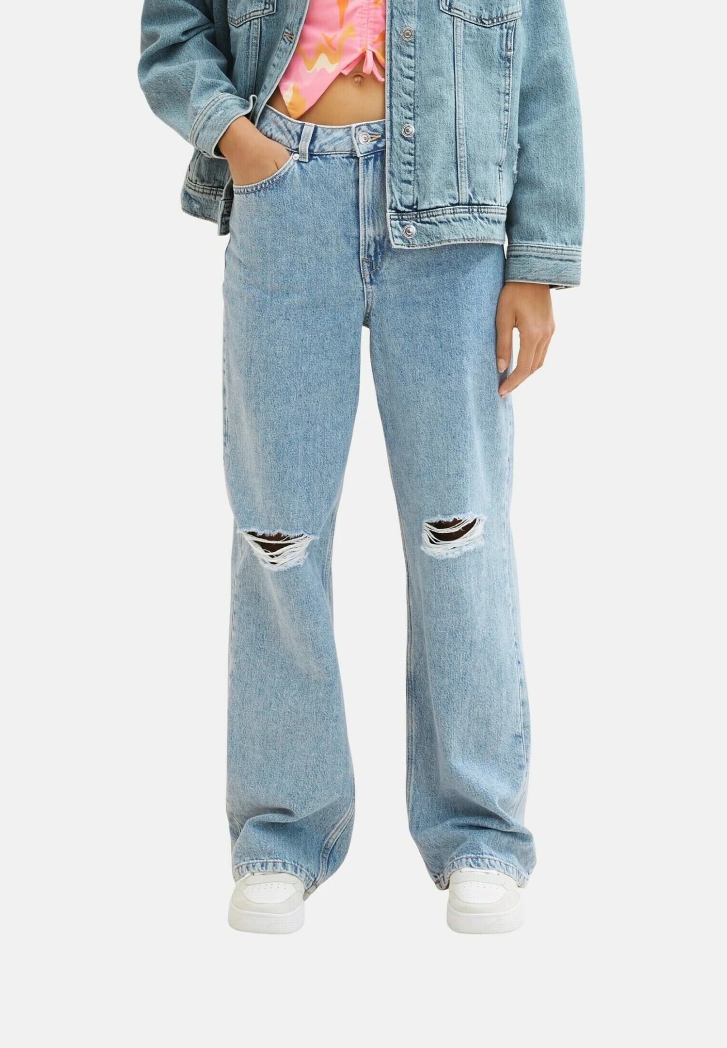 TOM TAILOR Denim Straight Leg Jeans - Destroyed Light Stone Blue Denim 9 TOM TAILOR Denim Straight Leg Jeans - Destroyed Light Stone Blue Denim - Afbeelding 7