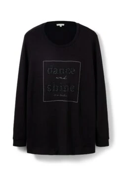 Tom Tailor LangarmMit Glitzerndem Textprint  - Longsleeve - Deep Black -Tom Tailor Winkel aba04fa1098644b6b8f7078092ec830a