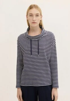 Tom Tailor Structure - Sweater - Navy Offwhite Stripe
