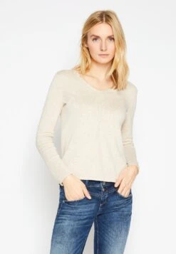 Tom Tailor Basic V Neck - Trui - Desert Sand Melange
