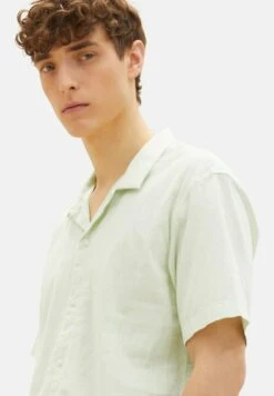 TOM TAILOR Denim Kurzarm - Overhemd - Green Woolwhite Slub Structure -Tom Tailor Winkel b5673d96066546a18fdb043f056a7f93