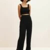 TOM TAILOR Denim Palazzo Mit Struktur - Broek - Deep Black -Tom Tailor Winkel b5773a6a0b1044cebcf35daaf52d114f