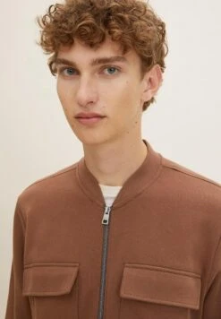 TOM TAILOR Denim Sweater Met Rits - Light Wood Brown -Tom Tailor Winkel b69c813bbc1d4784bb6d9c5d324846a3