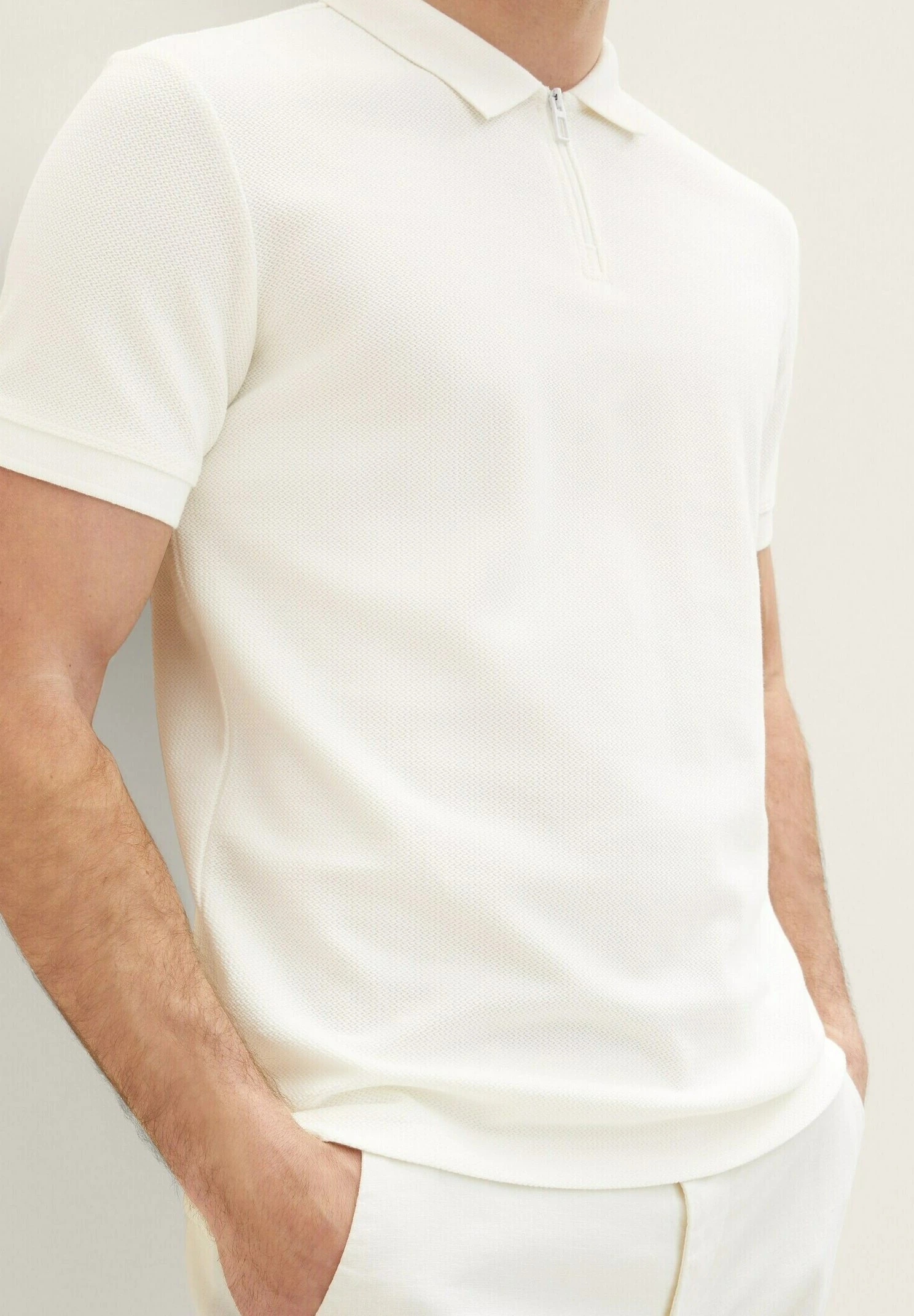Tom Tailor Mit Struktur - Poloshirt - Off White 6 Tom Tailor Mit Struktur - Poloshirt - Off White - Afbeelding 4