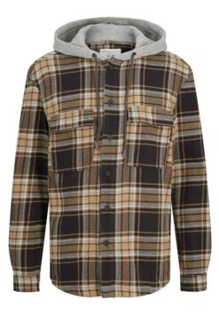 TOM TAILOR Denim Kapuzenhemd - Overhemd - Coal Grey/Grey Beige Check -Tom Tailor Winkel bdf4d6f7f0364c72a625808f14b22c4f