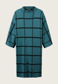 Tom Tailor Gebreide Jurk - Teal Blue Knit Check Design -Tom Tailor Winkel be9fc3737bcc4f68915e5562329200ee
