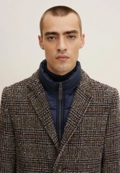 Tom Tailor Mantel - Blue Brown Boucle Wool Check -Tom Tailor Winkel c012a4fa2c954b3a944118e6092a8030