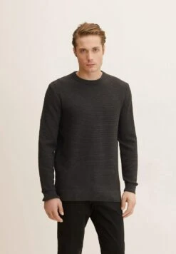 Tom Tailor Basic Strcutred- Trui - Black Grey Melange