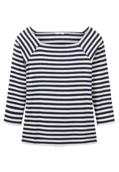 Tom Tailor Gestreiftes Mit Karree Ausschnitt - Longsleeve - Navy Offwhite Stripe -Tom Tailor Winkel c36302c02fe0426b8a10f3d76f932ced