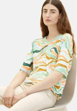 Tom Tailor Gemustertes - T-Shirt Print - Colorful Wavy Design -Tom Tailor Winkel cb0551cab44c487e89e40be245593a05