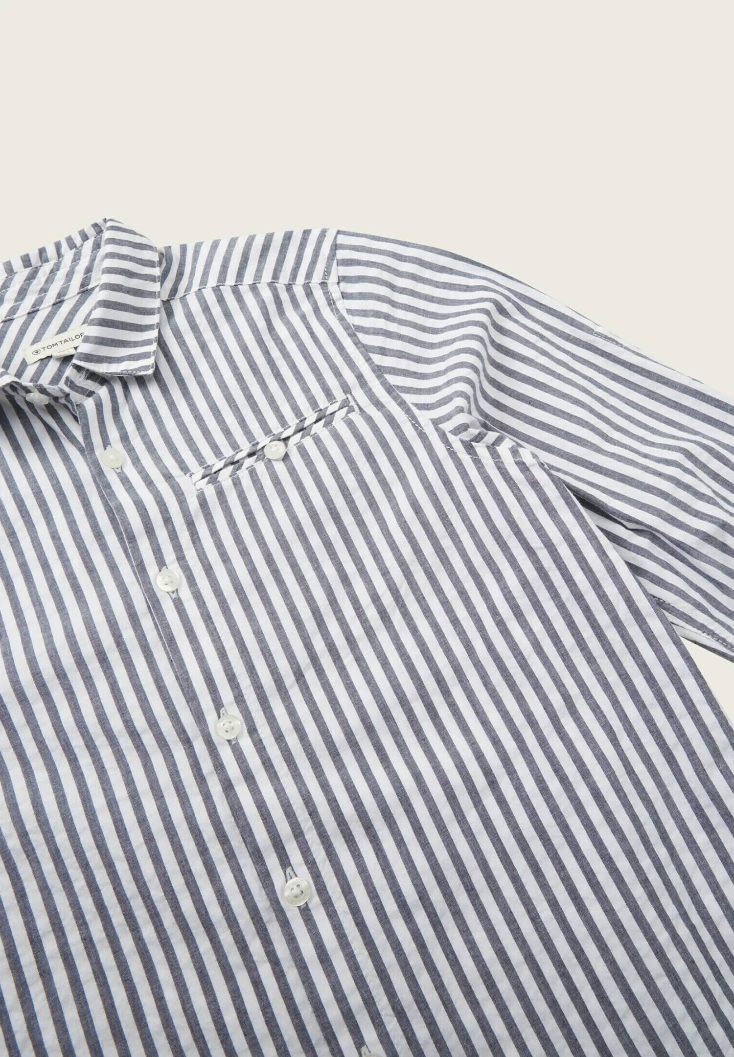Tom Tailor Overhemd - Navy White Seersucker Stripe 5 Tom Tailor Overhemd - Navy White Seersucker Stripe - Afbeelding 3