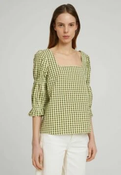 TOM TAILOR Denim Mit Carree Aussc - Blouse - Small Green Check