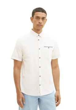 Tom Tailor Kurzarm Mit Brusttasche - Overhemd - Off White -Tom Tailor Winkel ceaf4864783f4d84ab3b259e45f423ea