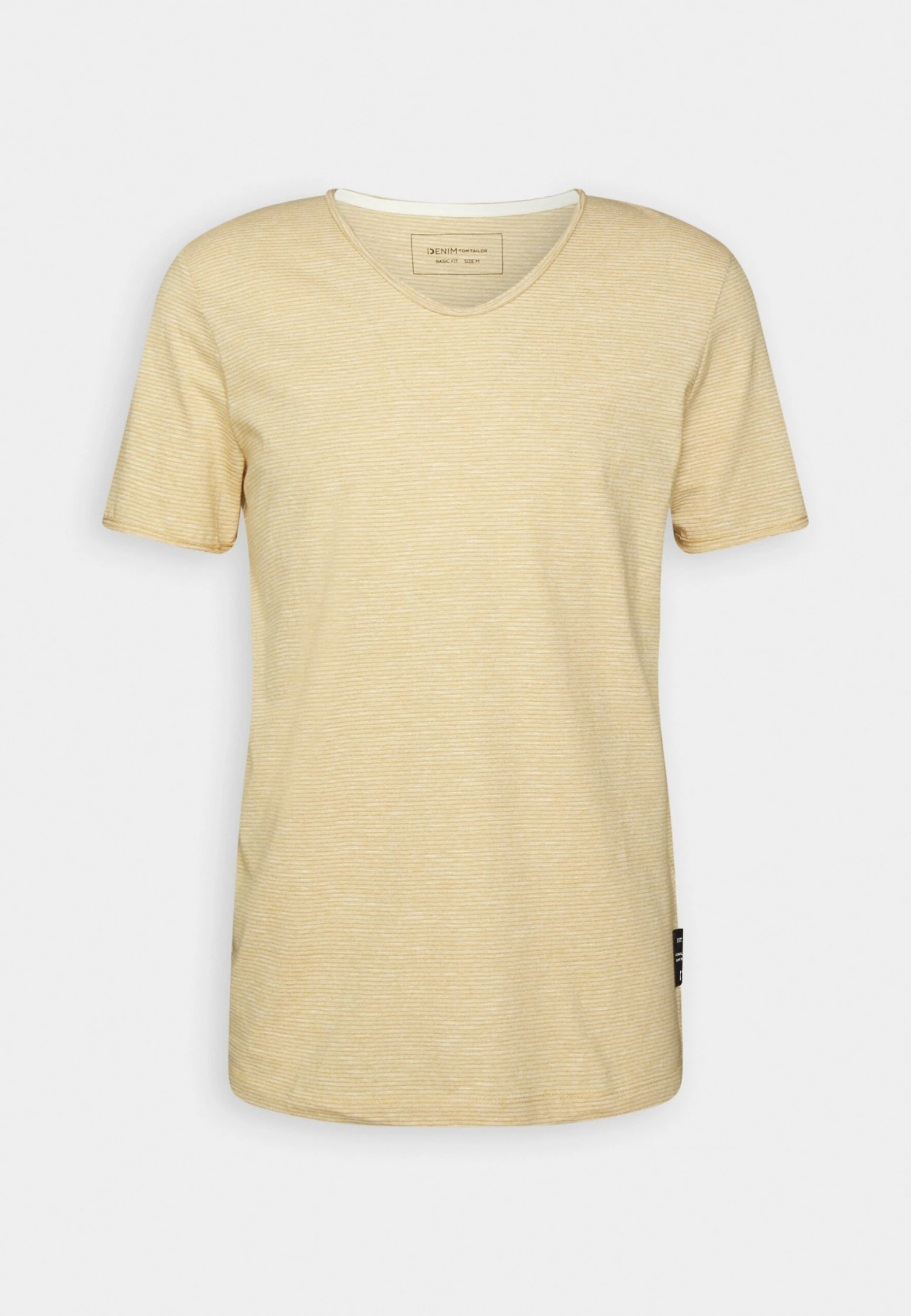 TOM TAILOR Denim V-Neck Ministripe - T-Shirt Basic - Brown/White 6 TOM TAILOR Denim V-Neck Ministripe - T-Shirt Basic - Brown/White - Afbeelding 4