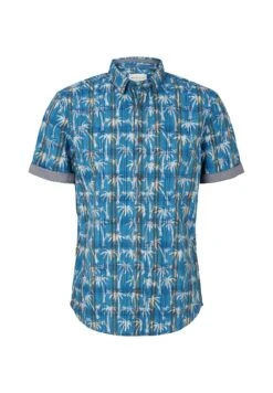 Tom Tailor Kurzarm Mit Palmen - Overhemd - Blue Big Palm Design On Check -Tom Tailor Winkel d1a1b7f5c7214b2e9aaa3e54bfa3fffc