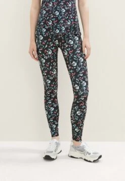 Tom Tailor Active Wear In Ankle Länge Set - Legging - Black Mint Aop