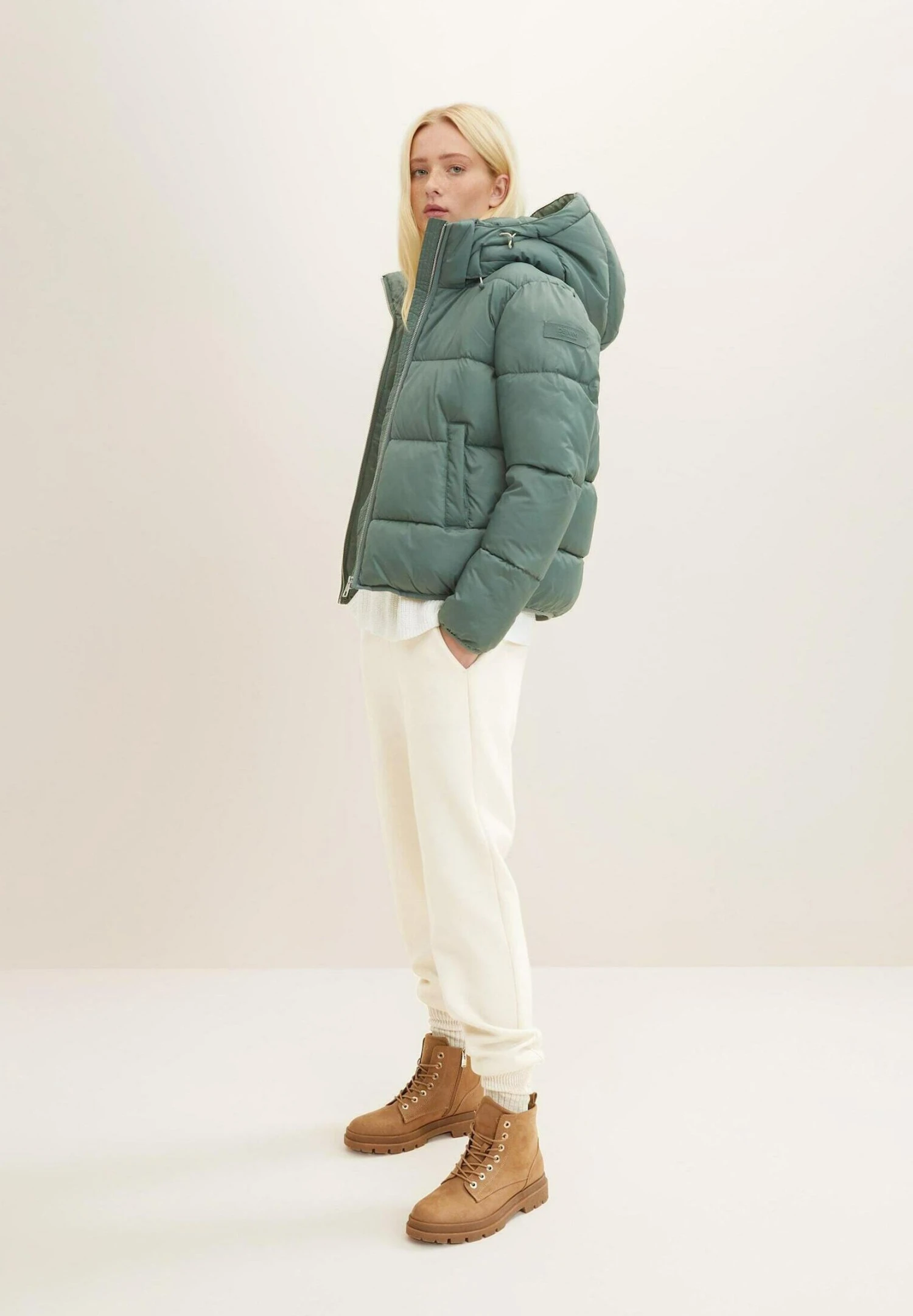 TOM TAILOR Denim Puffer - Winterjas - Green Dust 4 TOM TAILOR Denim Puffer - Winterjas - Green Dust - Afbeelding 2
