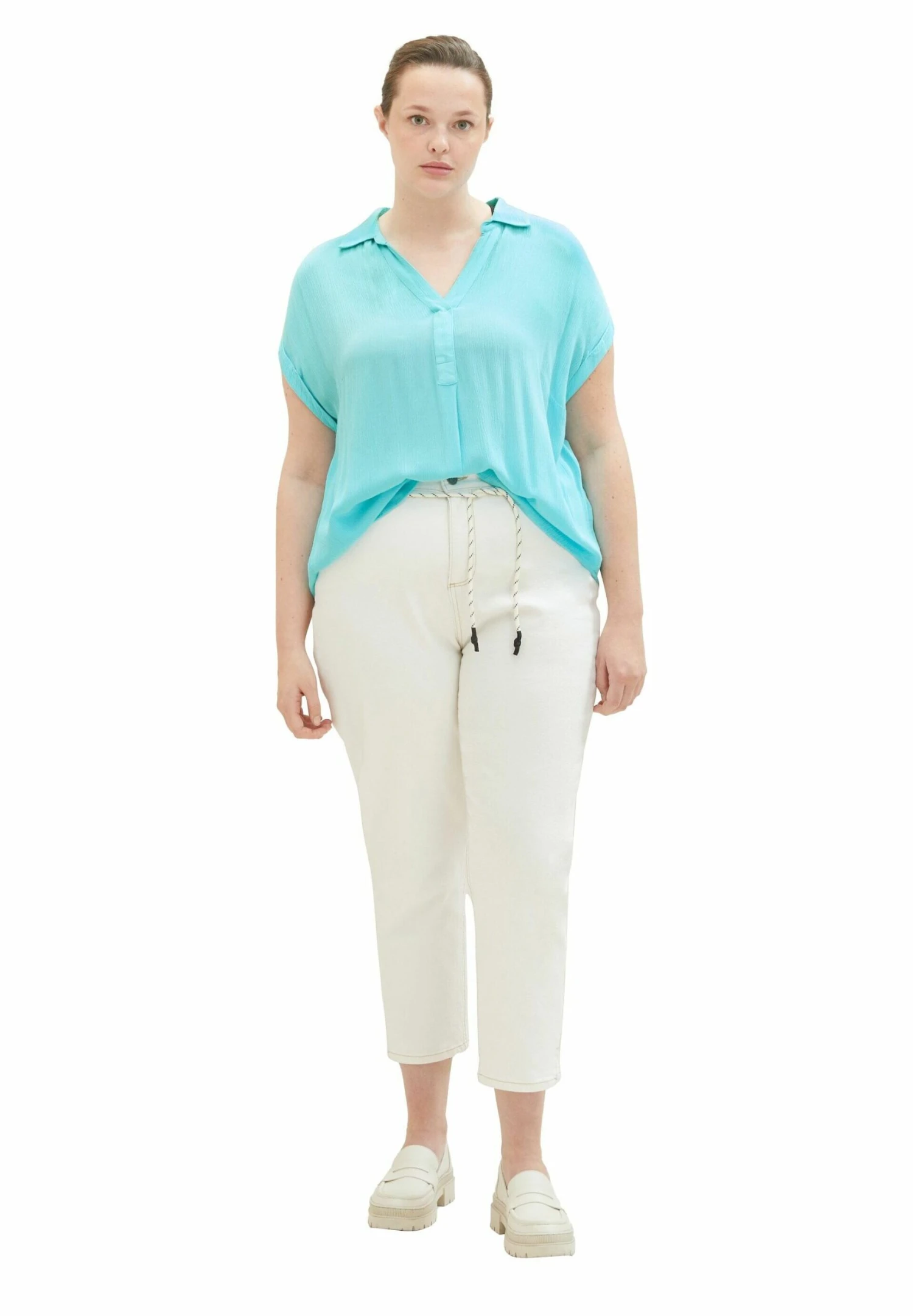 Tom Tailor Plus - In Knitteroptik - Blouse - Teal Radiance 3 Tom Tailor Plus - In Knitteroptik - Blouse - Teal Radiance