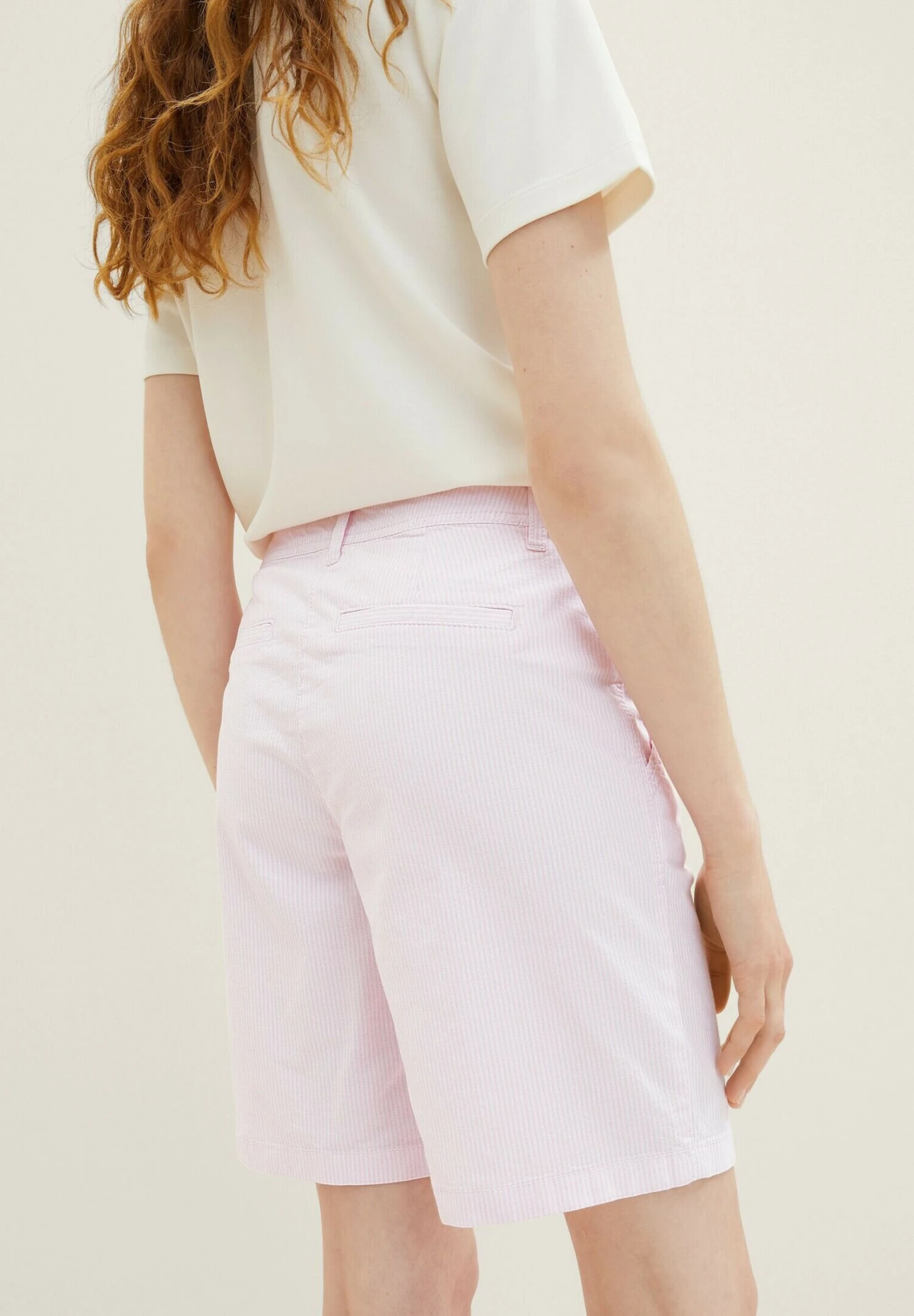 Tom Tailor Bermuda - Shorts - Offwhite Pink Stripe 6 Tom Tailor Bermuda - Shorts - Offwhite Pink Stripe - Afbeelding 4