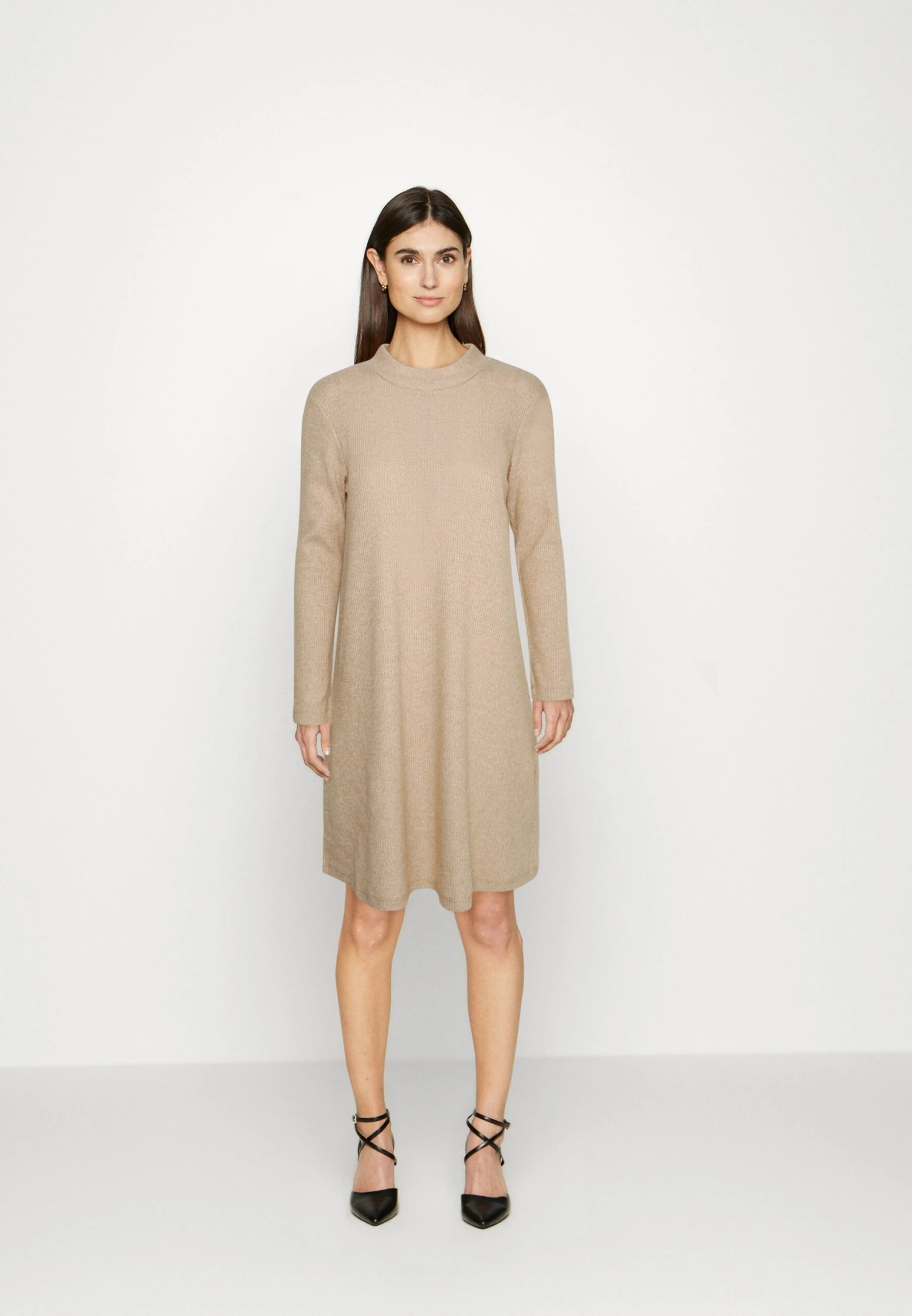 TOM TAILOR Denim Dress Cosy A Line - Gebreide Jurk - Light Sand Beige Melange 4 TOM TAILOR Denim Dress Cosy A Line - Gebreide Jurk - Light Sand Beige Melange - Afbeelding 2