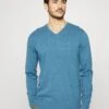 Tom Tailor V-Neck - Trui - Medium Blue Ashes Melange