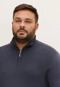 Tom Tailor Strukturierter Troyer - Trui - Blue Grey -Tom Tailor Winkel de4767dd32534a988d3746a7dd652cd6