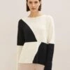Tom Tailor Trui - Beige Black Color Block -Tom Tailor Winkel df9d1e46916f41a5b53fc6f83b663284