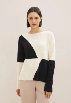 Tom Tailor Trui - Beige Black Color Block