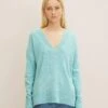 TOM TAILOR Denim Cosy V-Neck- Trui - Reef Blue Melange
