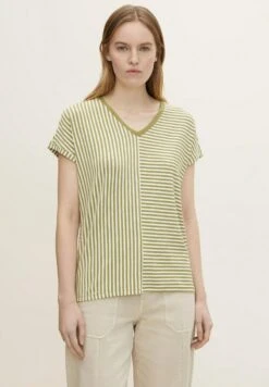 Tom Tailor T-Shirt Print - Olive Horizontal Stripe