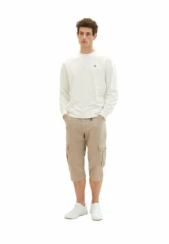 Tom Tailor Gemusterte- Shorts - Beige Minimal Pattern