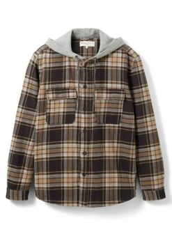 TOM TAILOR Denim Kapuzenhemd - Overhemd - Coal Grey/Grey Beige Check -Tom Tailor Winkel ee44df46848244458e1d0bf91a442355