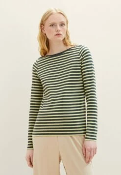 TOM TAILOR Denim Contrast Neck - Longsleeve - Tonal Green Stripe