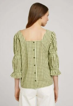 TOM TAILOR Denim Mit Carree Aussc - Blouse - Small Green Check -Tom Tailor Winkel f066b2d733974f9eba8572c70c80efc2