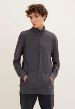 TOM TAILOR Denim Strukturiertes Langarm Stehkra - Longsleeve - Coal Grey