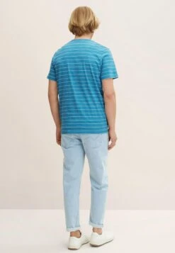 Tom Tailor Gestreiftes- T-Shirt Print - Blue White Inject Stripe -Tom Tailor Winkel fdefd2f6663846dc88727dc615b344ec