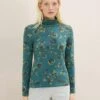 Tom Tailor Mit Rollkragen  - Longsleeve - Teal Blue Flower Design -Tom Tailor Winkel fece206401214d4eb18b5883c352762a