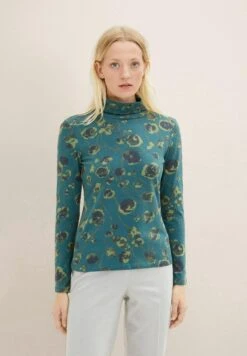 Tom Tailor Mit Rollkragen - Longsleeve - Teal Blue Flower Design