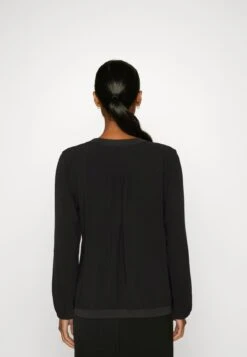 Tom Tailor Blouse V Neck With Tape Detail - Longsleeve - Deep Black -Tom Tailor Winkel feefeb8e9b4f4390aeeb2f470ed58f28