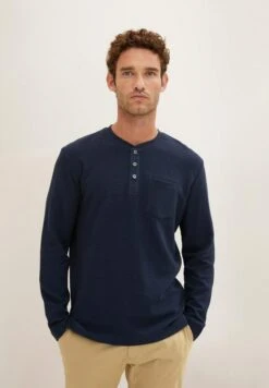 Tom Tailor Henley Mit Waffelstruktur - Longsleeve - Sky Captain Blue